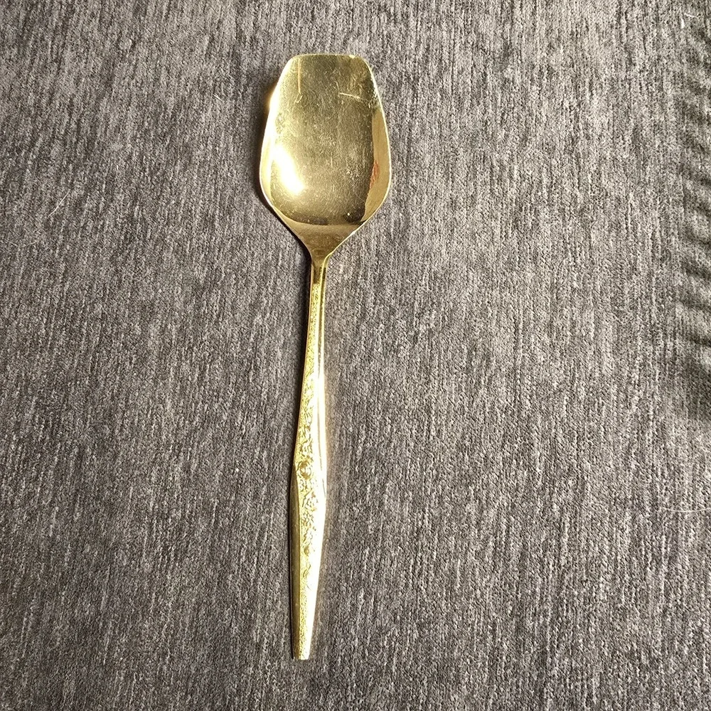 Vintage JH Carlyle Golden Bouquet Gold Electroplate‎ Squared Off Serving Spoon